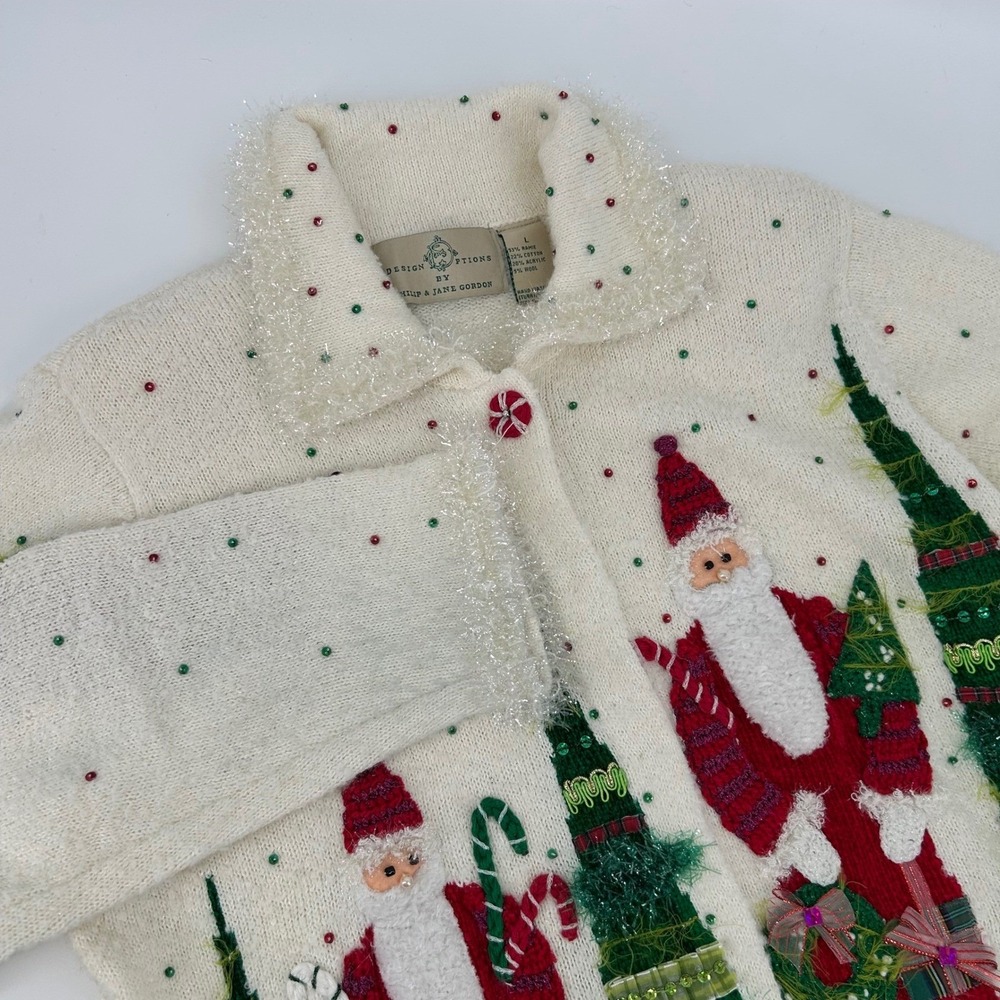 Design Options by Philip & Jane Gordon Vintage‎ Christmas Santa Cardigan Large